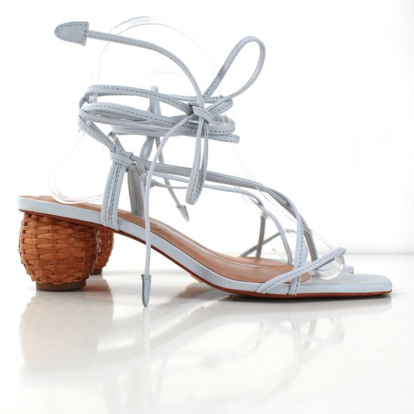 Vincenza Shoes Leather Wrap Woven Ball Heel Thong Sandal Sky Blue EUR 40/US 9 - Picture 6 of 13